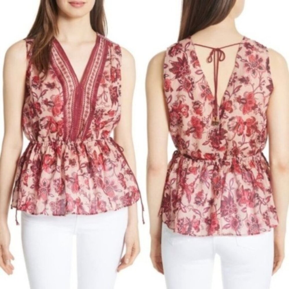 NWOT Kate Spade Paisley Blossom Top Floral Boho Peplum size XXS